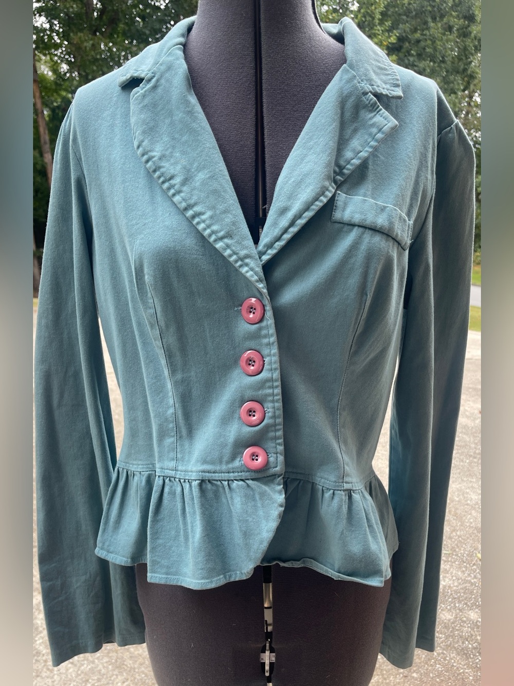 Takara Teal Peplum Blazer Sz L